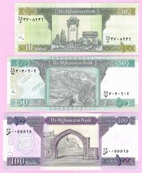 AFGHANISTAN  2002-2004 2019 10-50-100 AFGANIS UNC (TK 19 417) ÇİL
