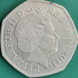 İNGİLTERE   2011   50  PENCE  HATIRA XXX. Yaz Olimpiyatları, Londra 2012 - Kürek çekme