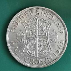 LOT.12 » İNGİLTERE  1943   HALF CROWN  GÜMÜŞ  14,14  GRAM