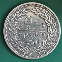 LÜBNAN  1952     50 PIASTRES    GÜMÜŞ  5  GRAM