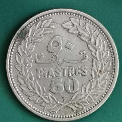 LÜBNAN  1952     50 PIASTRES    GÜMÜŞ  5  GRAM
