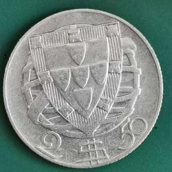 PORTEKİZ  1947    2,50 ESCUDOS    GÜMÜŞ  3,5  GRAM