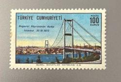 Türk Pulu - Turkish Stamp -  Postadan Geçmiş Pul Filateli - BOĞAZİÇİ KÖPRÜSÜNÜN AÇILIŞI ( 30.10.1973 )TEMALI PUL, 100 KURUŞ - Türkiye Cumhuriyeti - NOSTALJİK DOĞUM GÜNÜ HEDİYESİ