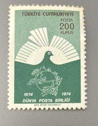 Türk Pulu - Turkish Stamp -  Postadan Geçmiş Pul Filateli - DUNYA POSTA BİRLİGİ  (1874-1974) TEMALI PUL, 200 KURUŞ - Türkiye Cumhuriyeti - NOSTALJİK DOĞUM GÜNÜ HEDİYESİ