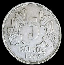 1937 5 Kuruş Nadir yıl