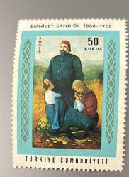 Türk Pulu - Turkish Stamp -   Pul Filateli - EMNİYET SANDIĞININ 100. YILI ( 1868-1968 ) TEMALI PUL, insan başlı yılan paraların,altınların üzerinde dolaşan resimli.Mithat paşa,Ziraat Bankası.50 KURUŞ - Türkiye Cumhuriyeti - NOSTALJİK DOĞUM GÜNÜ HEDİYESİ