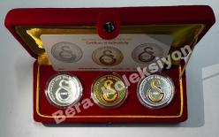 2005 Galatasaray Spor Kulübü 100. Yıl Gümüş Hatıra Para Seti Sertifikalı  (Orjinal Kadife Kutusunda)