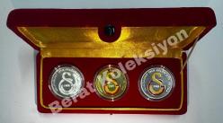 2005 Galatasaray Spor Kulübü 100. Yıl Gümüş Hatıra Para Seti Sertifikalı  (Orjinal Kadife Kutusunda)