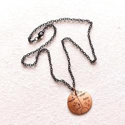 Şaman Kam Davulu Bakır Kolye, Siyah metal zincirli Model: ŞMN-KLY-3