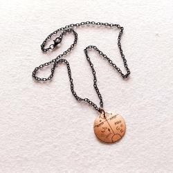 Şaman Kam Davulu Bakır Kolye, Siyah metal zincirli Model: ŞMN-KLY-3