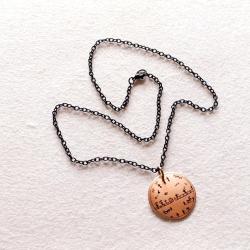 Şaman Kam Davulu Bakır Kolye, Siyah metal zincirli Model: ŞMN-KLY-5