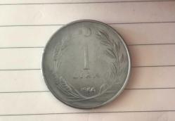 1966 MADENİ 1 LİRA - KENAR YAZILARI - ** DÜZ **  / ÇÇT