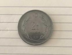 1972 MADENİ 2,5 LİRA - KENAR YAZILARI - ** DÜZ **  / ÇİLL