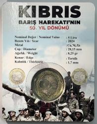 2024 Kıbrıs Barış Harekatı’nın 50. Yıl Dönümü 5 Lira Kartlı Hatıra Para
