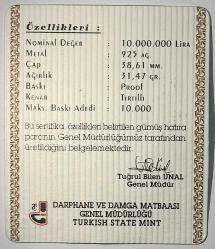 2002 TRT Radyolarının 75. Yılı Logo Boş Sertifikalı 925 Ayar Gümüş Hatıra Parası