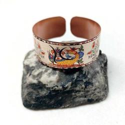 Bakır bilezik - Şahmaran, El işçilikli lüks bilezik Model -10, Üzeri gerçek gümüşlüdür.