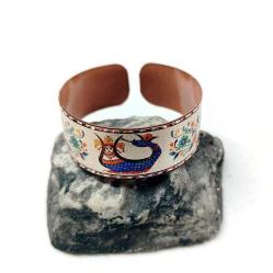 Bakır bilezik - Şahmaran, El işçilikli lüks bilezik Model -11, Üzeri gerçek gümüşlüdür.