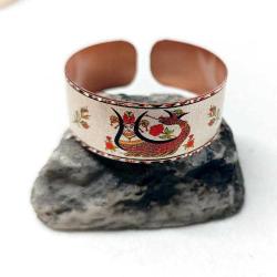 Bakır bilezik - Şahmaran, El işçilikli lüks bilezik Model -12, Üzeri gerçek gümüşlüdür.