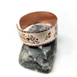 Bakır bilezik - Şahmaran, El işçilikli lüks bilezik Model -12, Üzeri gerçek gümüşlüdür.