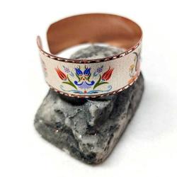 Bakır bilezik - Şahmaran, El işçilikli lüks bilezik Model -14, Üzeri gerçek gümüşlüdür.