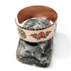 Bakır bilezik - Şahmaran, El işçilikli lüks bilezik Model -15, Üzeri gerçek gümüşlüdür.