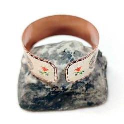 Bakır bilezik - Şahmaran, El işçilikli lüks bilezik Model -15, Üzeri gerçek gümüşlüdür.