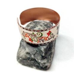 Bakır bilezik - Şahmaran, El işçilikli lüks bilezik Model -16, Üzeri gerçek gümüşlüdür.