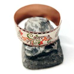 Bakır bilezik - Şahmaran, El işçilikli lüks bilezik Model -16, Üzeri gerçek gümüşlüdür.