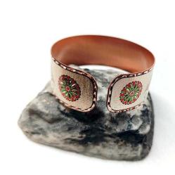 Bakır bilezik - Şahmaran, El işçilikli lüks bilezik Model -16, Üzeri gerçek gümüşlüdür.