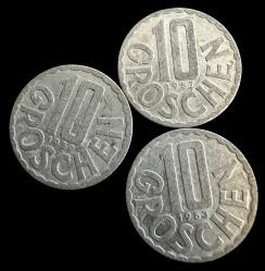 LOT.18 » 1950-60-70-80-90 Dönemi Avusturya 10 Groschen 30 adet karışık Alüminyum madeni paralar ÇA/ÇÇT/ÇT/T