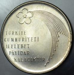 CUMHURİYET'İN 50. YILI 100 LİRA 1973 GÜMÜŞ 22 gr. ÇİLALTI+