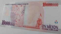 7.EMİSYON 10.000.000 TL ON MİLYON TÜRK LİRASI 1.TERTİP KAĞIT PARA G70477499 SERİ NUMARALI GÜZEL NUMARALI ÇİL