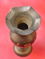 K118-----ÇİÇEK DESENLİ ESKİ KÜÇÜK BOY PİRİNÇ VAZO