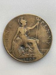 1909 TARİHLİ EDWARDVS VII DÖNEMİ INGİLTERE ONE PENNY