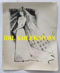 KRAL III. CHARLES'IN (CHARLES PHILIP ARTHUR GEORGE) PRENSES DIANA İLE ORİJİNAL HABER AJANSI BASIM FOTOĞRAFI - NEWS AGENCY PHOTO OF CHARLES III, (CHARLES PHILIP ARTHUR GEORGE) - 25 x 20 cm EBADINDA - BU ELBISE ASLA GIYILMEYECEK, AMA BU TEDDY'NIN LADY DIANA IÇIN TASARLADIĞI ELBISE. 24 HAZIRAN 1981. - (IT WILL NEVER BE WORN, BUT THIS IS TEDDY'S DESIGN FOR LADY DIANA. JUNE 24 1981)