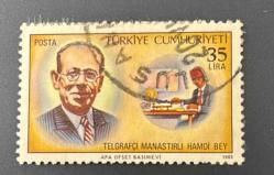 Türk Pulu - Turkish Stamp -  1973-Postadan Geçmiş Pul Filateli - DAMGALI - TELGRAFÇI MANASTIRLI HAMDİ BEY TEMALI PUL, 35 LİRA - Türkiye Cumhuriyeti - NOSTALJİK DOĞUM GÜNÜ HEDİYESİ