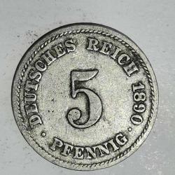 ALMANYA  1890 J    5  PFENNIG