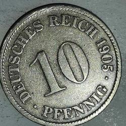 ALMANYA  1905 D    10  PFENNIG