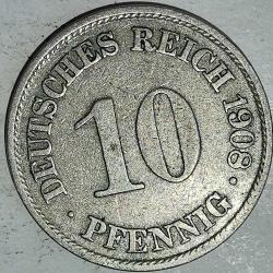 ALMANYA  1908 A    10  PFENNIG