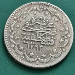OSMANLI İMPARATORLUĞU  2. ABDULHAMID   1293 / 12   5  KURUŞ    GÜMÜŞ  5,7  GRAM