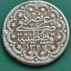 OSMANLI İMPARATORLUĞU   SULTAN  MEHMET V    1327 / 4   5  KURUŞ    GÜMÜŞ  5,8  GRAM