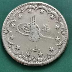OSMANLI İMPARATORLUĞU   SULTAN  MEHMET V    1327 / 4   5  KURUŞ    GÜMÜŞ  5,8  GRAM