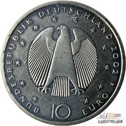 2002 ALMANYA 10 EURO HATIRA PARASI GÜMÜŞ (925 AYAR 18 GRAM) ÇA+