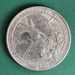 AMERİKA  2015 D    ÇEYREK DOLAR  25 CENT    HATIRA  Güzel Amerika Çeyrekleri - Mavi Ridge Park Yolu