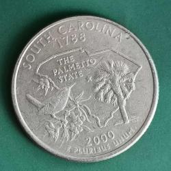 AMERİKA  2000  D    ÇEYREK DOLAR  25 CENT    HATIRA 50 Eyalet Çeyreklikleri - Güney Karolina