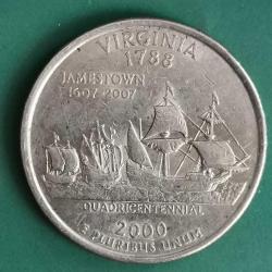 AMERİKA   2000  P    ÇEYREK DOLAR  25 CENT    HATIRA 50 Eyalet Çeyreklikleri - Virginia