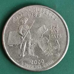 AMERİKA   2000  P    ÇEYREK DOLAR  25 CENT    HATIRA 50 Eyalet Çeyreklikleri - Massachusetts