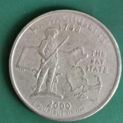 AMERİKA   2000  P    ÇEYREK DOLAR  25 CENT    HATIRA  50 Eyalet Çeyreklikleri - Massachusetts