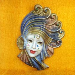 EL BOYAMA SERAMİK VENEDİK MASKESİ DUVAR PANOSU , MADE IN ITALY