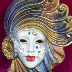 EL BOYAMA SERAMİK VENEDİK MASKESİ DUVAR PANOSU , MADE IN ITALY